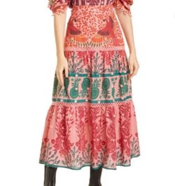 FARM RIO Pink Ainika Print Macaws Maxi Skirt