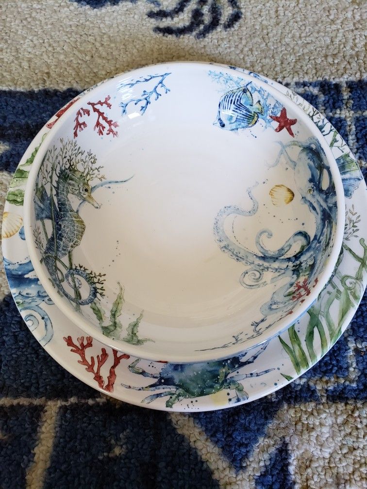 Coastal Pier 1 Sealife Ironstone Dinnerware