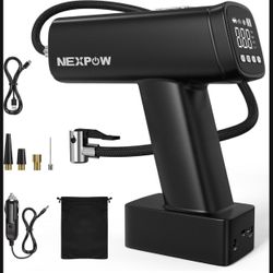 Auto Tire Inflator Portable Air Compressor, 160PSI Cordless Air Pump with 7500 mAh Battery, 12V DC Tire Pump with LED, Small Car Tire Inflator with Di