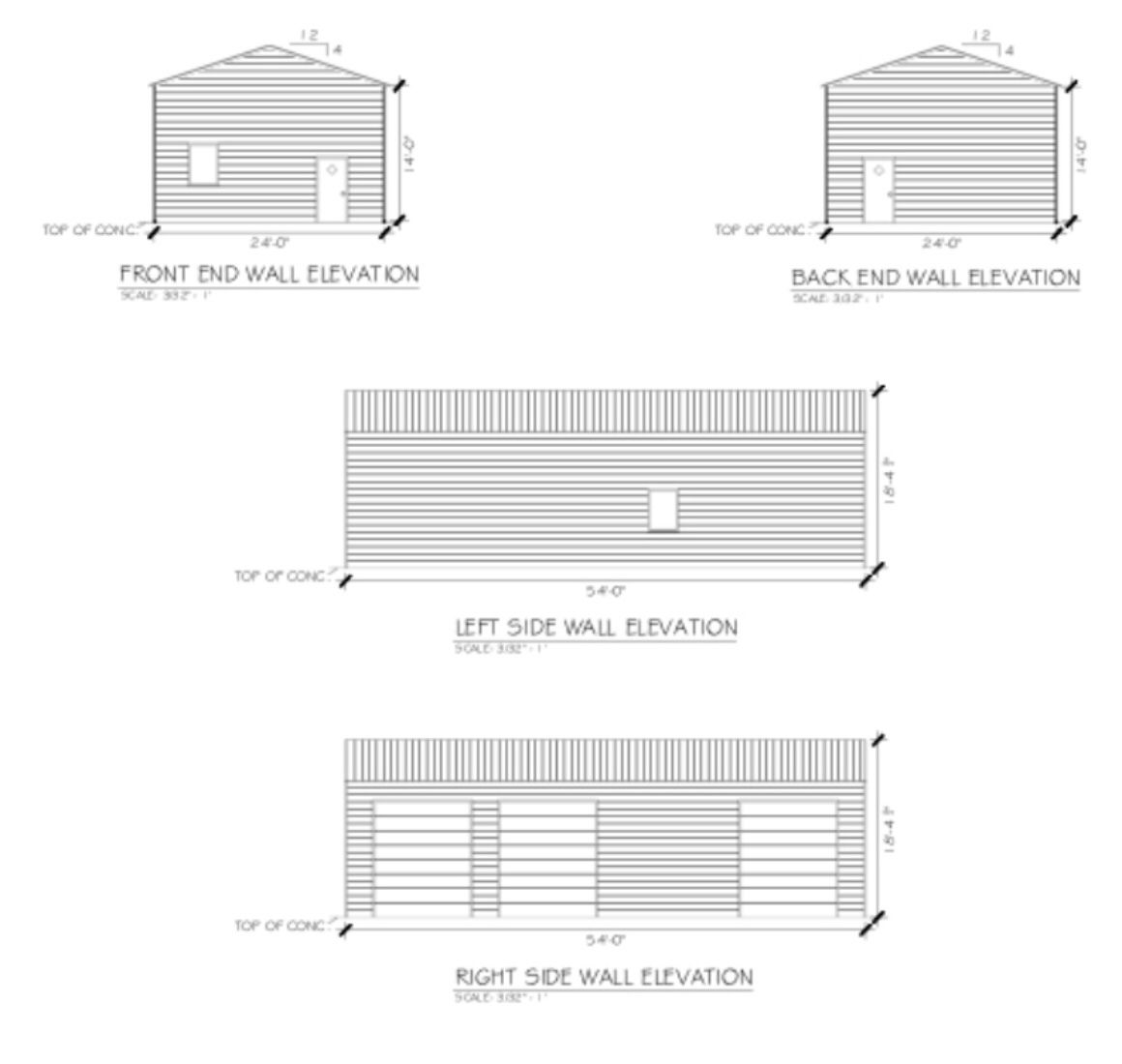 New 24’ x 54’ x 14’ Steel Garage Building