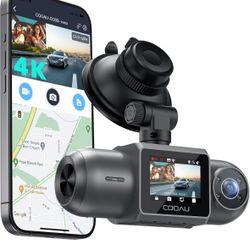 COOAU D3OS 4K Dash Cam with GPS Wi-Fi, Front and Inside Dual 2.5K 1080P, Uber Car Camera with Infrar