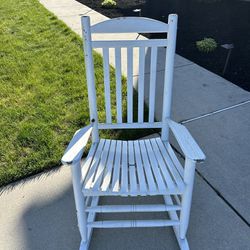 Two White Rocking Chairs