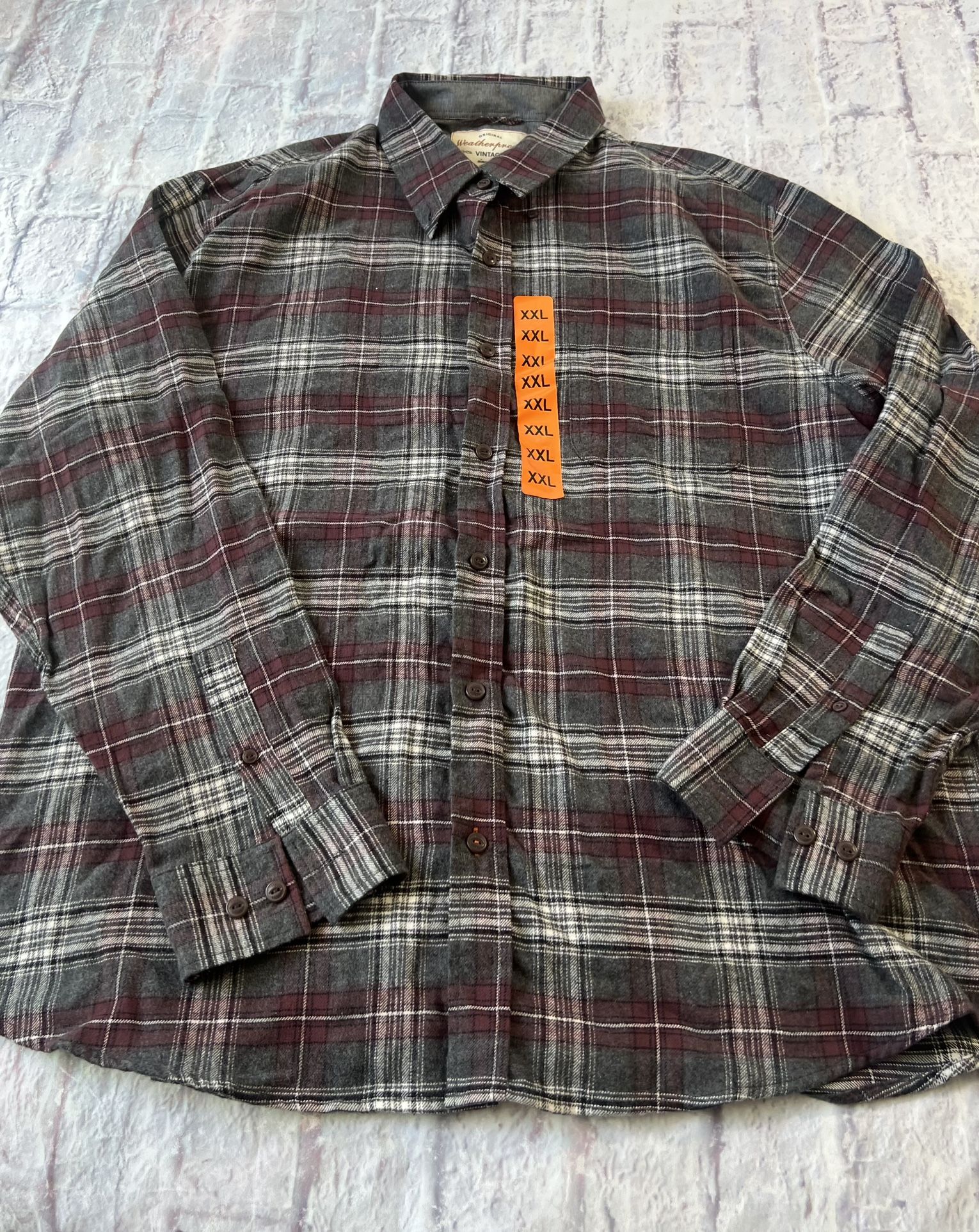 NEW XXL Original Weatherproof Vintage Men’s Plaid Flannel Long Sleeve Shirt NWT BBB