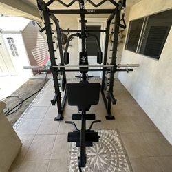 Vesta Fitness Smith Machine 2001 w/Bench Attachment | 230lb Bumpers Weights | 7ft Olympic Bar | Fitness | Gym Equipment | FREE DELIVERY 🚚 