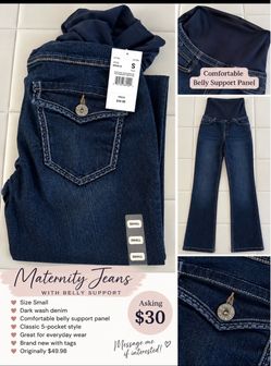NEW Maternity Jeans w/ Belly Support – Size Small