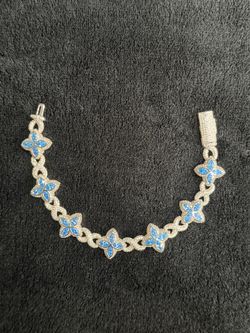 Silver / w blue Moissinte Braclet