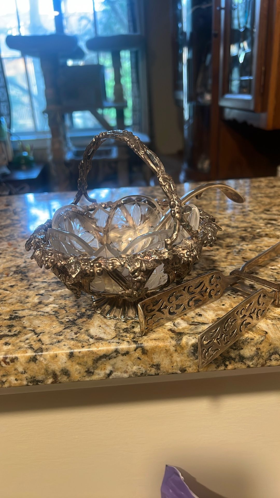 Silver Soup Label And Asparagus Tongs