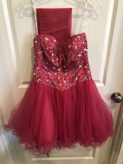 Hot pink strapless dress