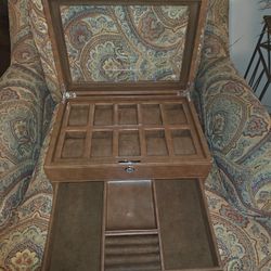 Luxury Leather Watch & Jewelry 2 Layer Display Case with Lock