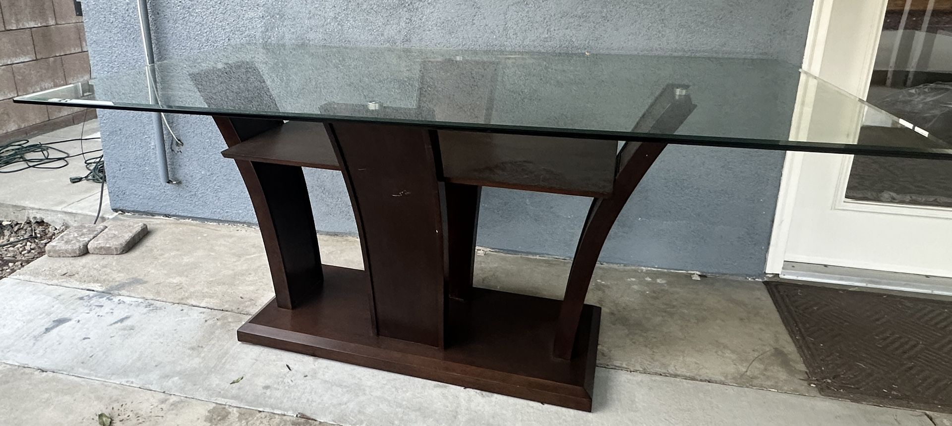 Glass top dining table - 6 x 3.5 ft