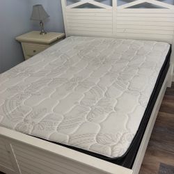 Queen Size Bed- Off White, Solid Wood