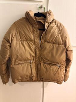 Tan Cropped Puffer Jacket