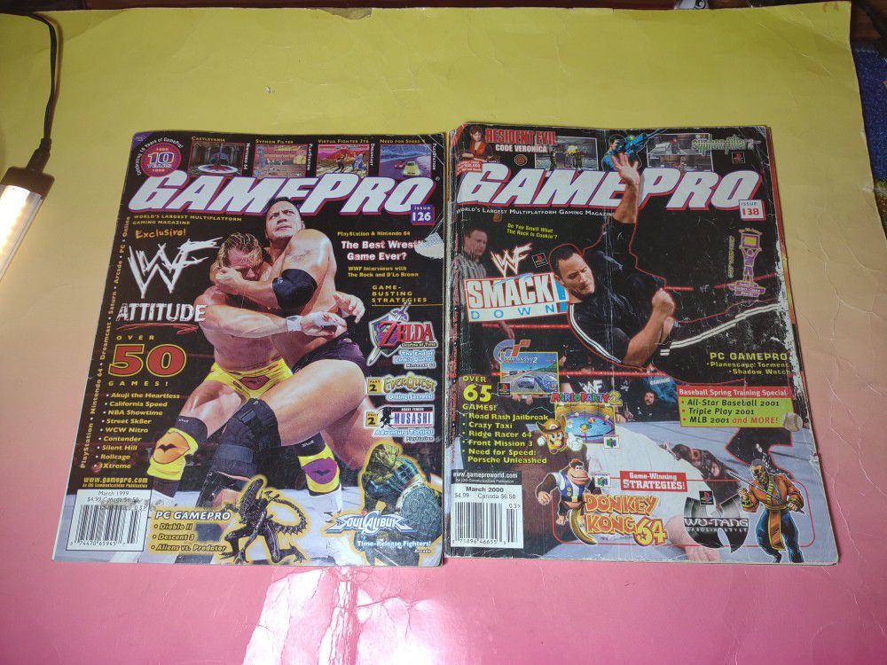 Gamepro Magazine Vintage lot March 1999 March 2000 WWE The Rock Zelda Donkey Kong Mario Party And More....