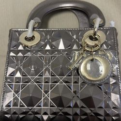 Authentic Dior Lady Dior Metallic Silver Bag – Limited Edition