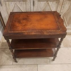 Vintage Serving Table W/ Pullout/wheels 