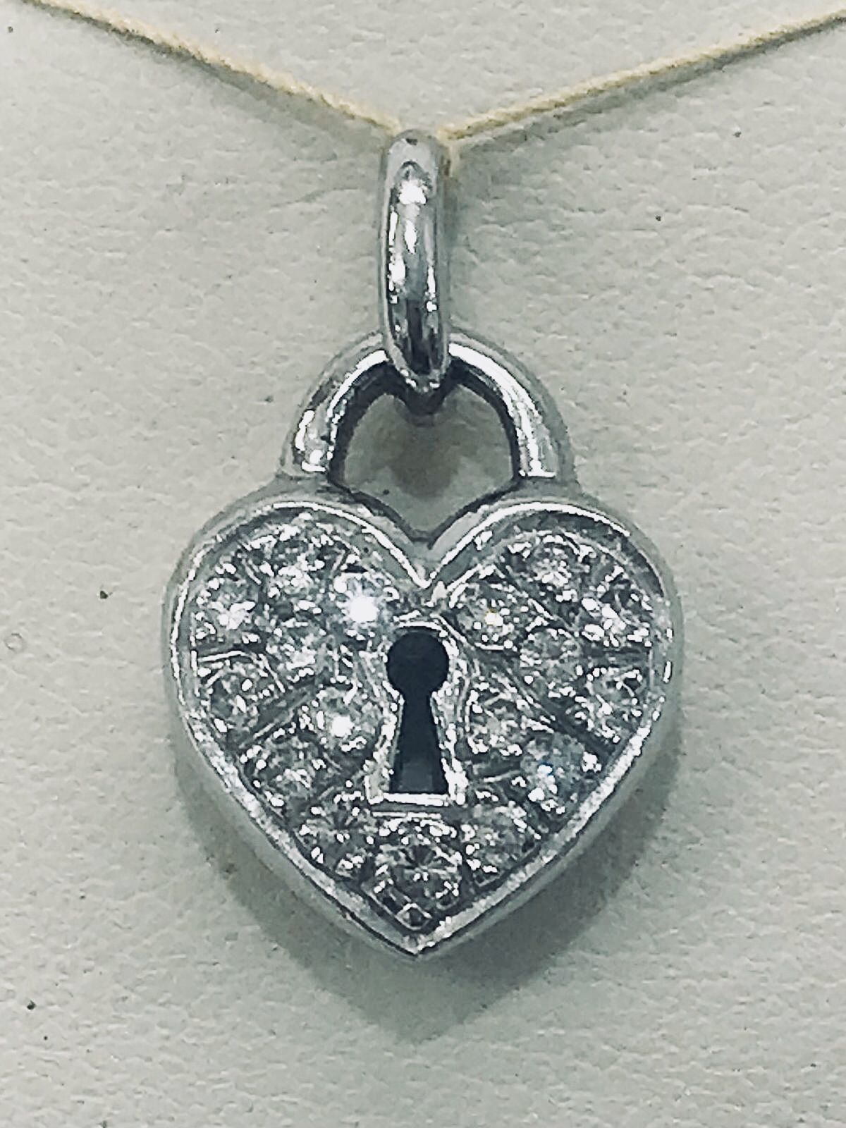 14k WG. Heart Shape Key Locket Pendant