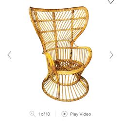Vintage 1950’s Italian Bamboo Peacock Chair Gio Ponti Midcentury 