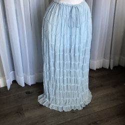 Sheer Ruffle Boho Long Skirt Size L