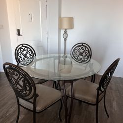 Glass Top Dining Table With 4 Chairs