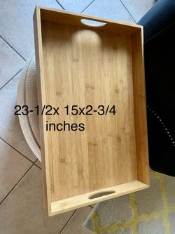 Large Bamboo Serving Tray With Handles 