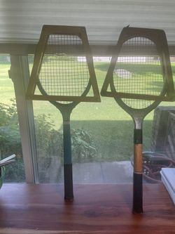 Vintage Tennis Rackets With Wood Covers