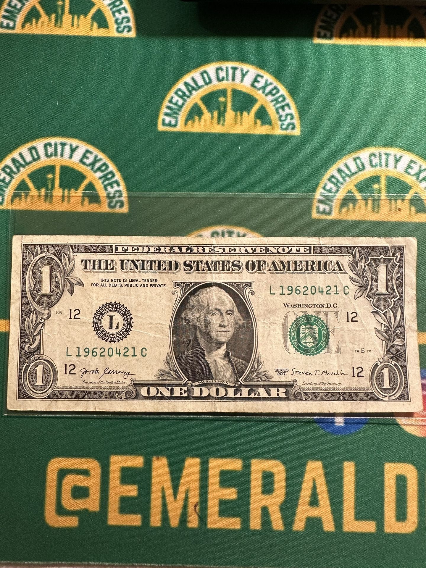 1 $ Dollar Bill Fancy Serial Number Birthday Note 1962 Apr 21