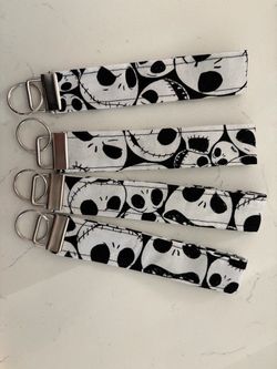 Hand made Jack Skellington Fabric Wristlet Key Fobs