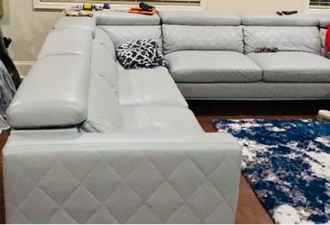 Light Gray Leather Sectional Sofa