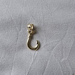 14K Gold Fish Hook Pendant