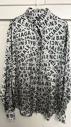 Balenciaga All-Over Logo Button-Up Shirt