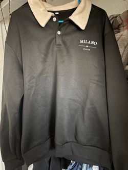 Relax Fit Milano Print Contrast Polo Sweatshirt