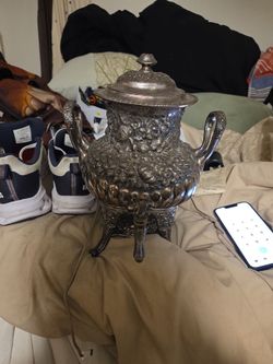 Antique Silver-Plated Repousse Samovar