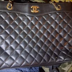 Chanel Black Lambskin Quilted Shopper Tote from 2014