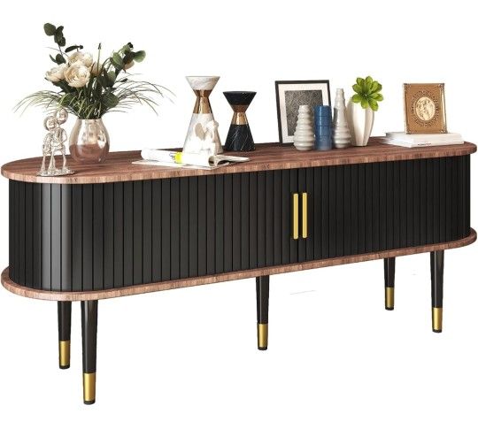 Walnut-Black TV Stands for Living Room