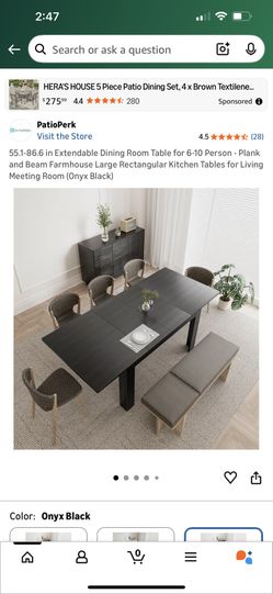 PatioPerk Extendable Dining Table
