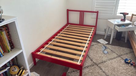 IKEA twin bed (painted red)