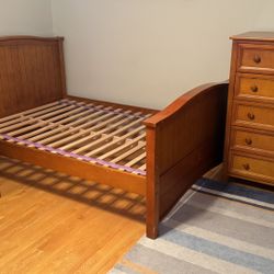 My Kids Space -Pecan,full size bed frame,5 drawer dresser,nightstand 