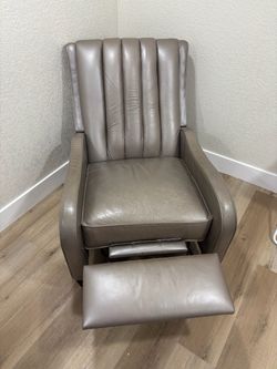 Taupe Gray Leather Recliner Chair