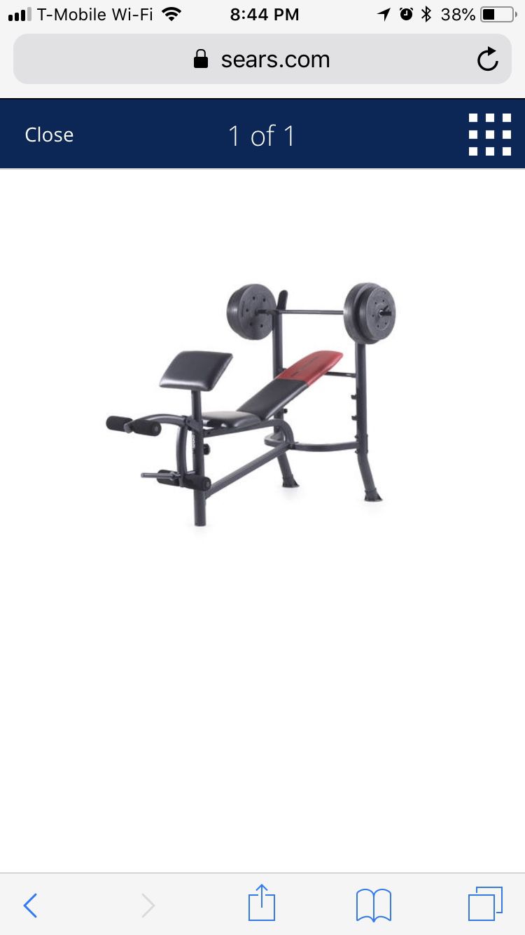 Weider Pro 265 bench and weights