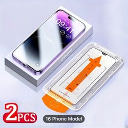 2pcs DIY Tempered Glass Screen Protector For iPhone 12 13 14 15 Series, Dust-Free Bubble-Free Easy Installation