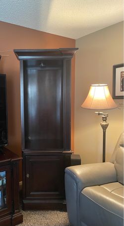 Dark Wood Tall Entertainment Cabinet Tower