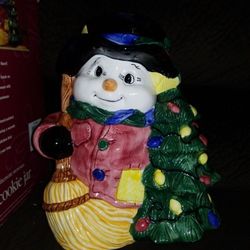 Cute Christmas Snowman Cookie Jar