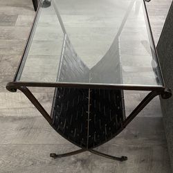 Glass & Metal End Table / Magazine Rack