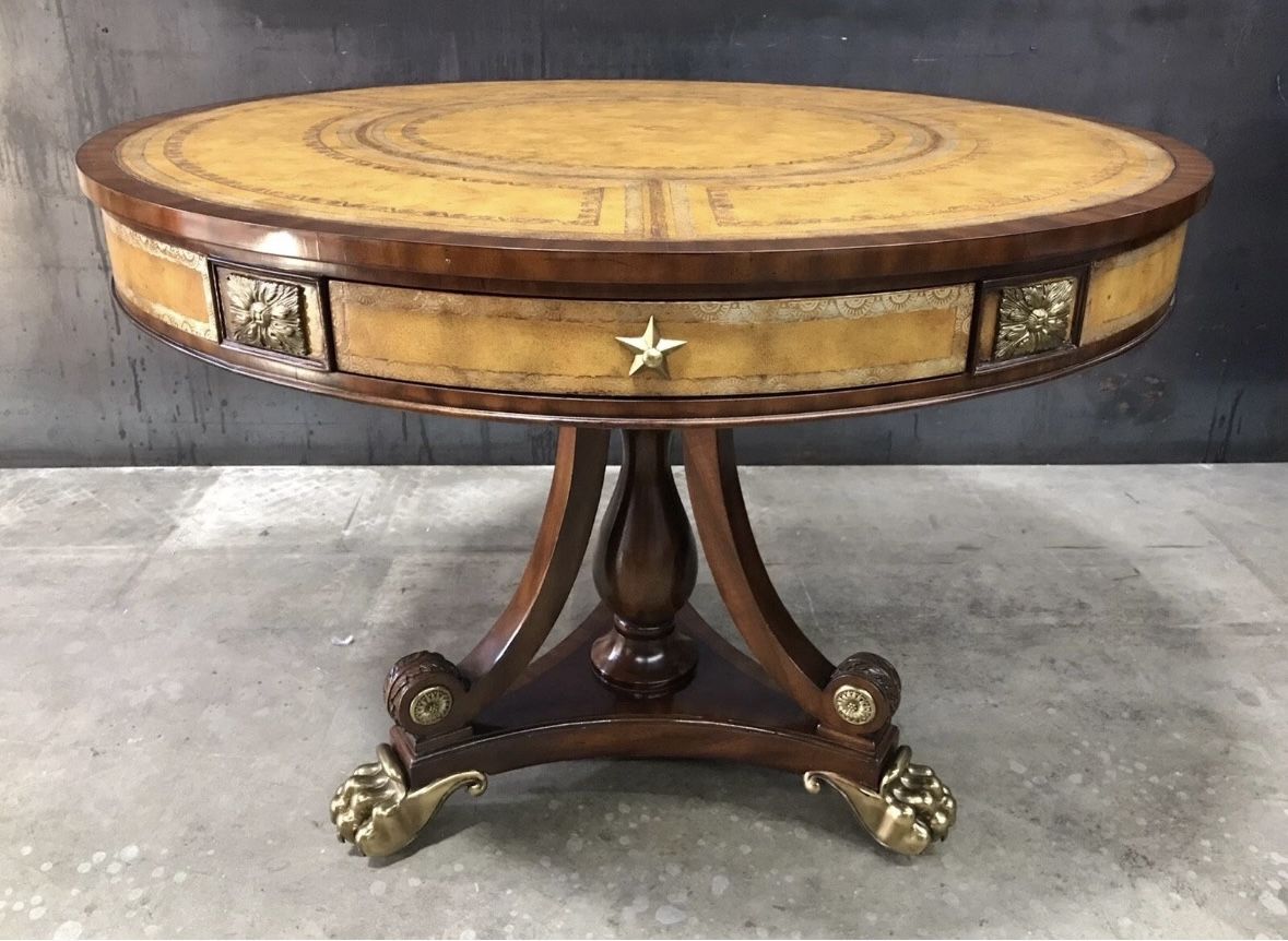 Maitland Smith 40” Mahogany Drum Center Table