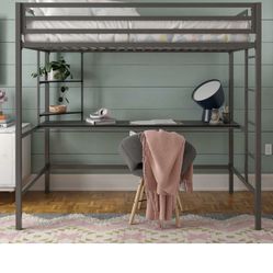 White Bunk bed With Desk Underneath