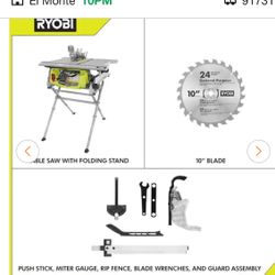 Ryobi Rts11 15 Amp 10in Table Saw 