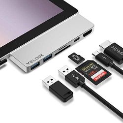  Surface Pro 7 Dock USB C Hub, 6-in-2 Surface Pro 7 Docking Station with 4K HDMI Adapter, Type C PD Charging, 2X USB 3.0 Ports (5Gbps), SD / TF Card R