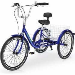MOONCOOL Adult Tricycles 7 Speed, 20/24/26 inch 3 Wheel Bikes, Three-Wheeled Bicycles Cruise Trike with Shopping Basket for Seniors, Women, Men, Teena