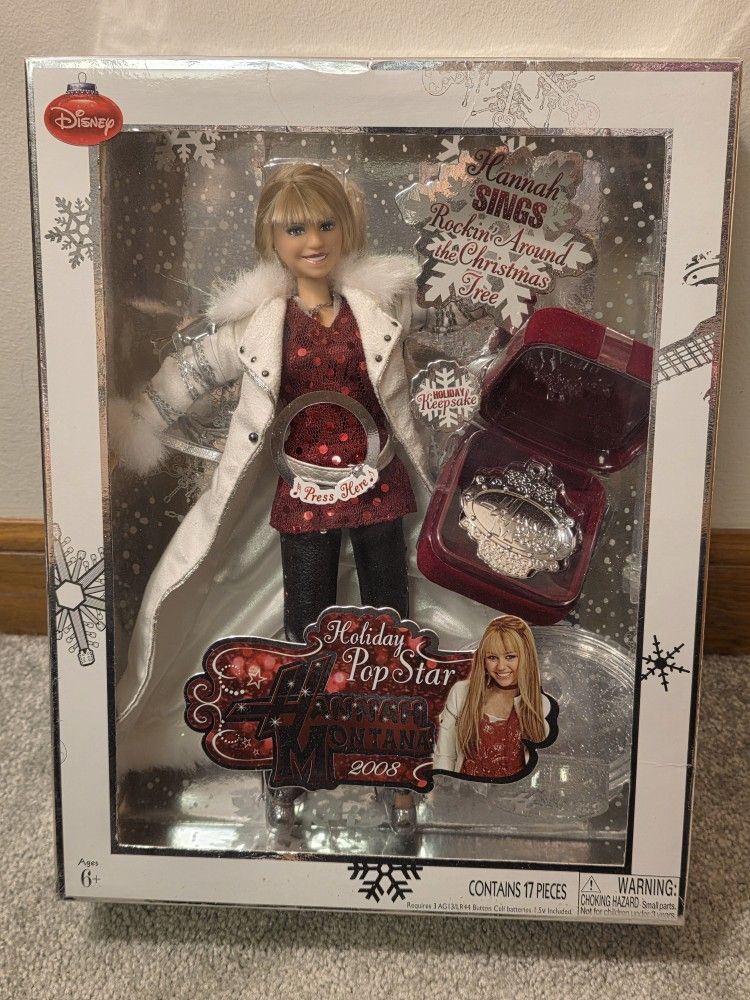 Disney Holiday Pop Star Hannah Montana 2008 Doll Miley Cyrus - New In Box!