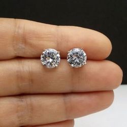 High-Quality VVS 4CT Moissanite Earrings (2CT Each) + GRA Paperwork